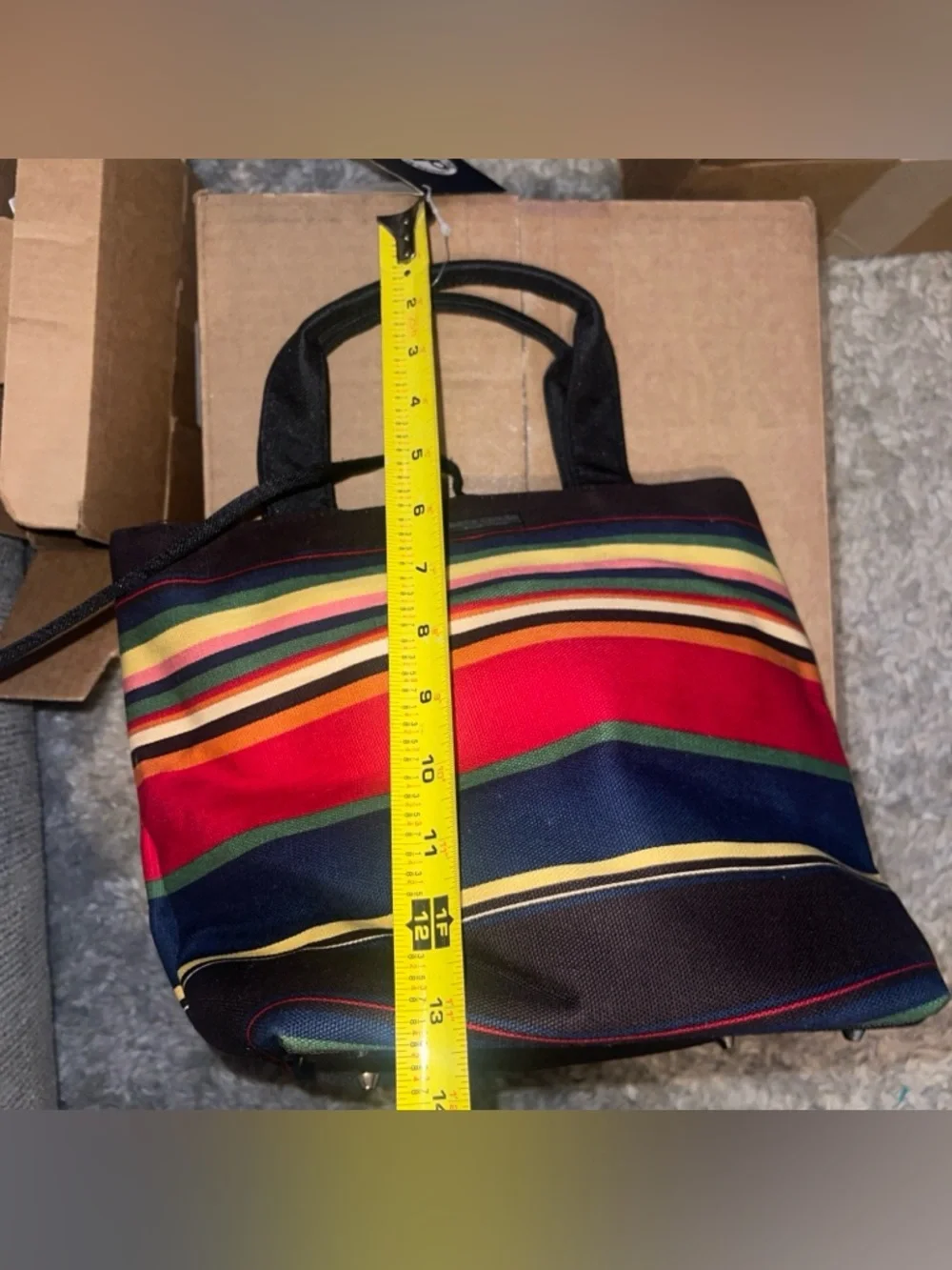 Kate Spade New York Canvas Multicolor Leather Trim Tote Bag Purse - Picture 10 of 11